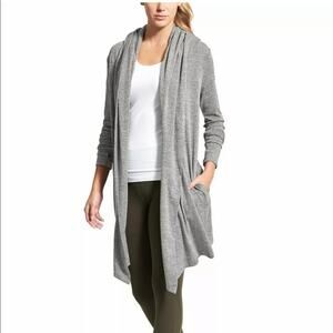 Athleta Hooded Open Front Wrap Cardigan XS Gray